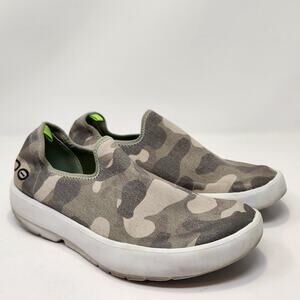 Oofos Oomg Recovery Eezee Low Slip On Shoes Green Tan Camo Women Size 9 Comfort
